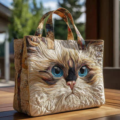 Handgefertigte Tasche | Weißer Kater mit blauen Augen