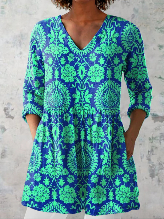 Ines | Lange Bluse mit V-Ausschnitt
