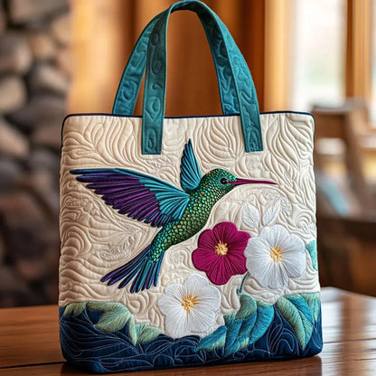 Handgefertigte Tasche | Kolibri und Weiße Blume