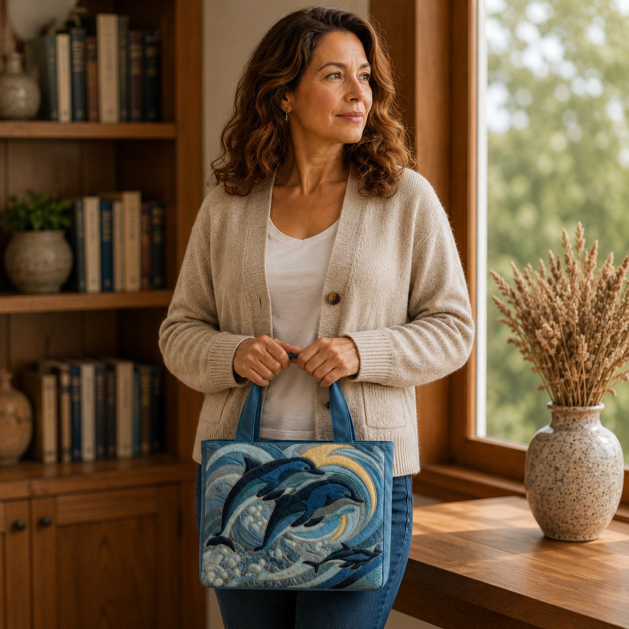 Handgefertigte Tasche | Delfin des Ozeans