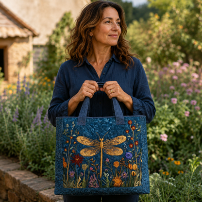Handgefertigte Tasche | Goldene Libelle