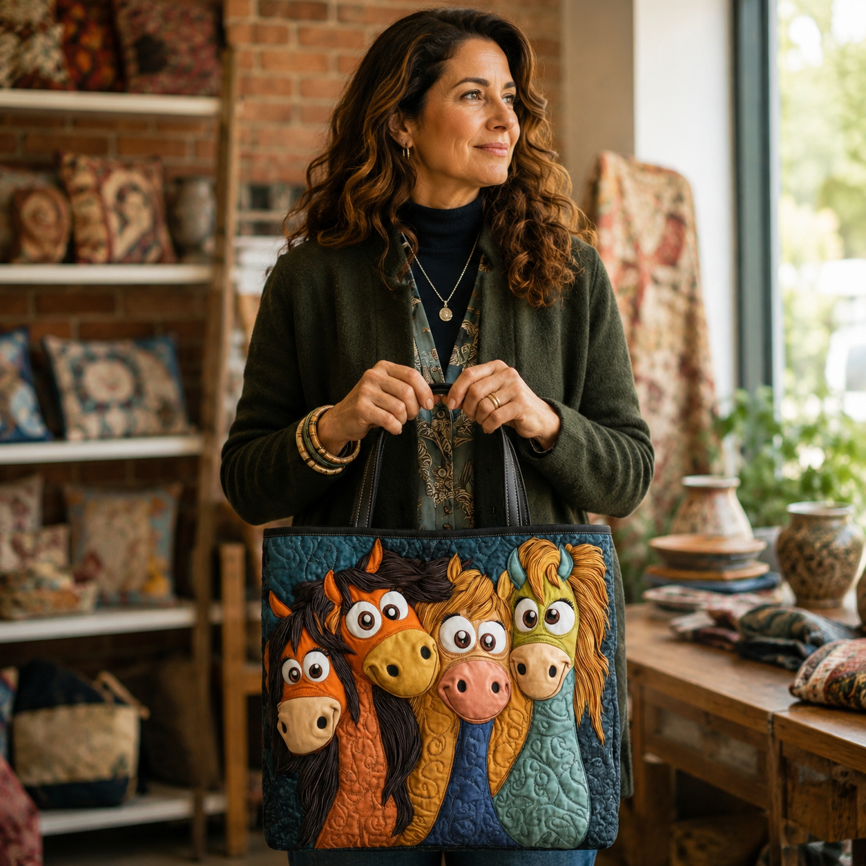 Handgefertigte Tasche | Lustige Ponys