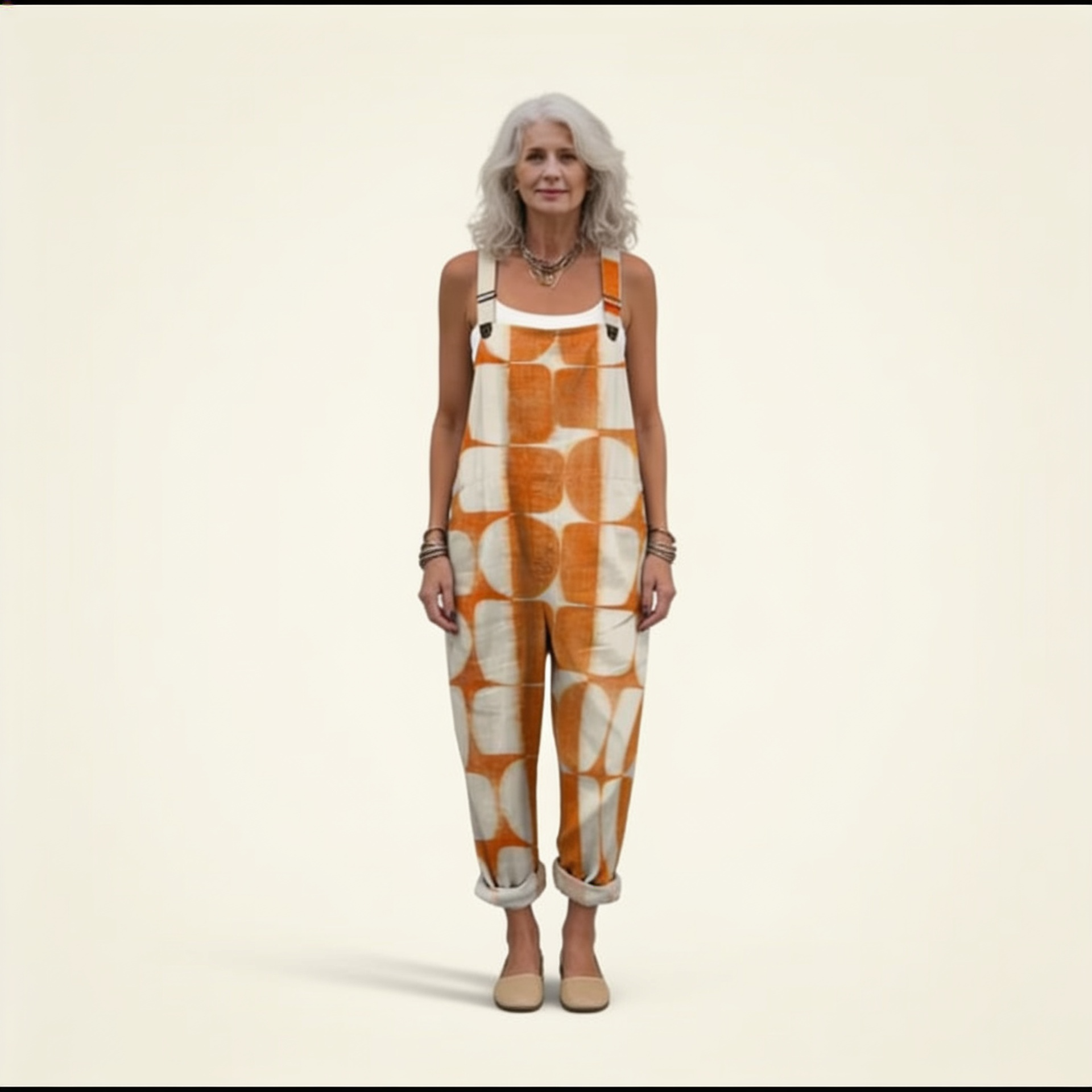 Dianne | Latzhose mit strahlendem Retro-Sonnenmuster