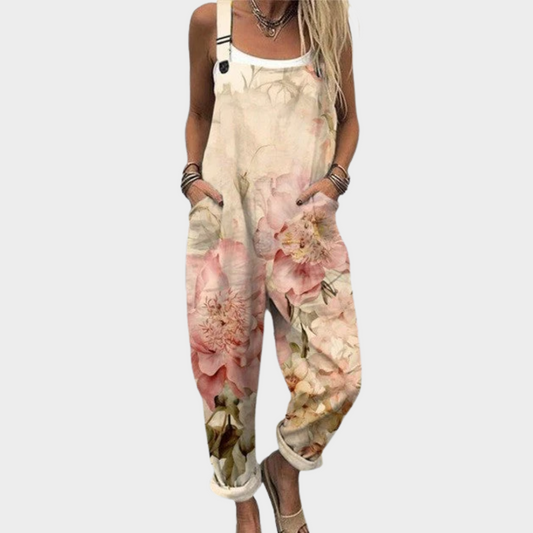 Elise | Latzhose mit pastellfarbenen Bohemian-Blumen