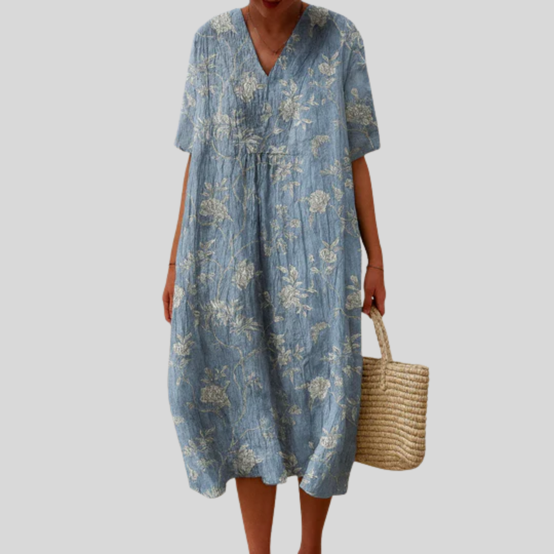 Geneviève - Flatterndes bedrucktes Sommerkleid