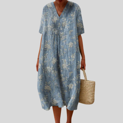 Geneviève - Flatterndes bedrucktes Sommerkleid