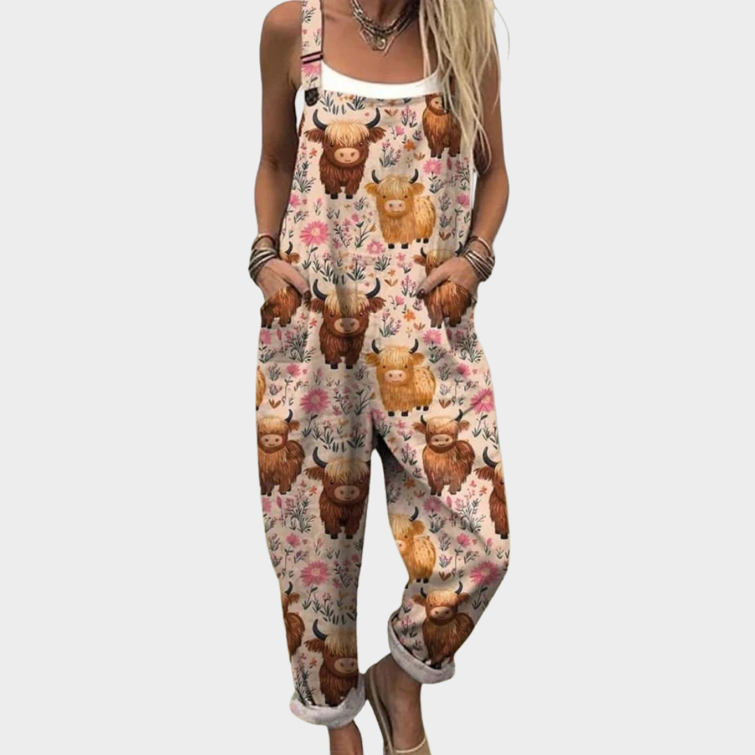 Greetje | Latzhose mit klassischem Bohemian-Blumenprint