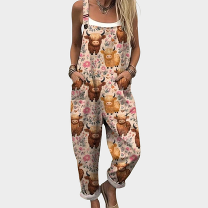 Greetje | Latzhose mit klassischem Bohemian-Blumenprint