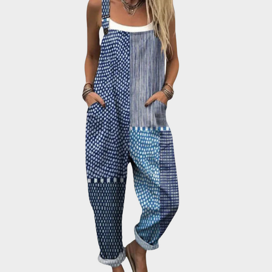 Hilde | Latzhose mit grafischem blauen Patchwork