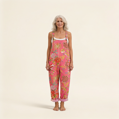Hilde | Latzhose mit strahlenden tropischen Blumen
