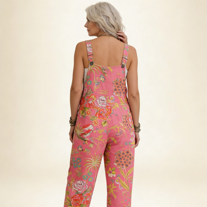 Hilde | Latzhose mit strahlenden tropischen Blumen
