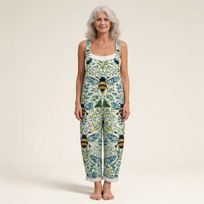 Janine | Latzhose mit botanischem Bienenmotiv