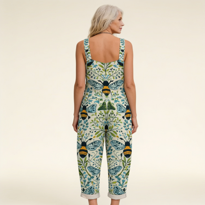 Janine | Latzhose mit botanischem Bienenmotiv