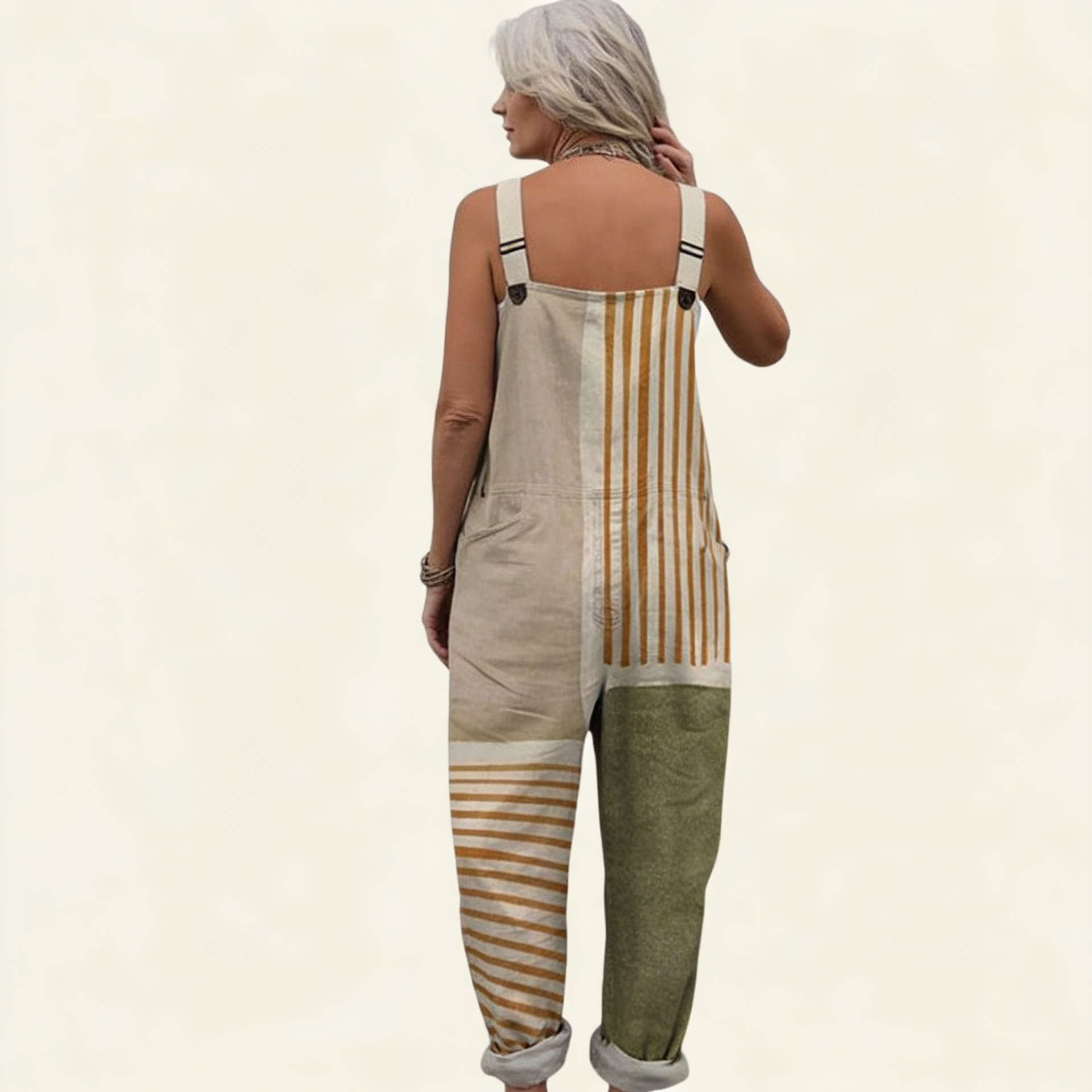 Juliette | Latzhose mit natürlichen, hellen Streifen