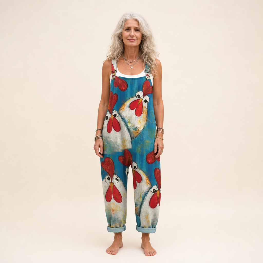 Mariska | Latzhose mit böhmischem Mohnblumenprint