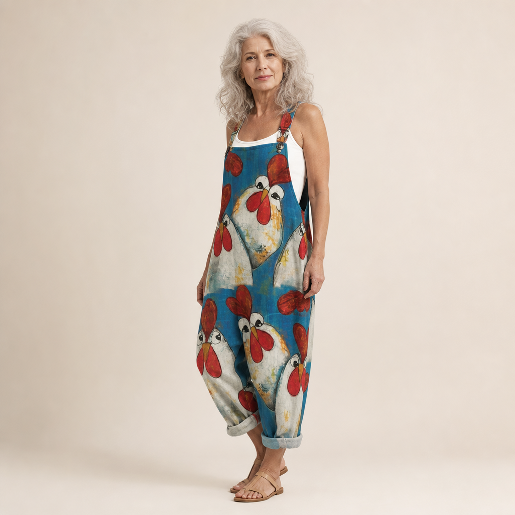 Mariska | Latzhose mit böhmischem Mohnblumenprint