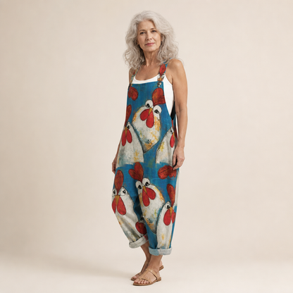 Mariska | Latzhose mit böhmischem Mohnblumenprint