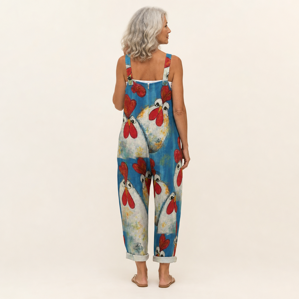 Mariska | Latzhose mit böhmischem Mohnblumenprint