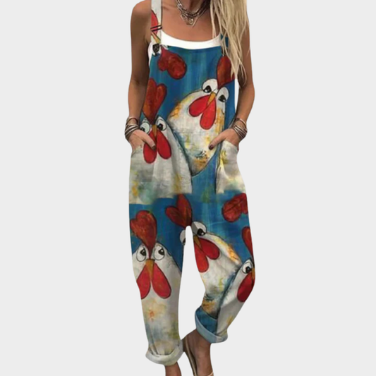 Mariska | Latzhose mit böhmischem Mohnblumenprint