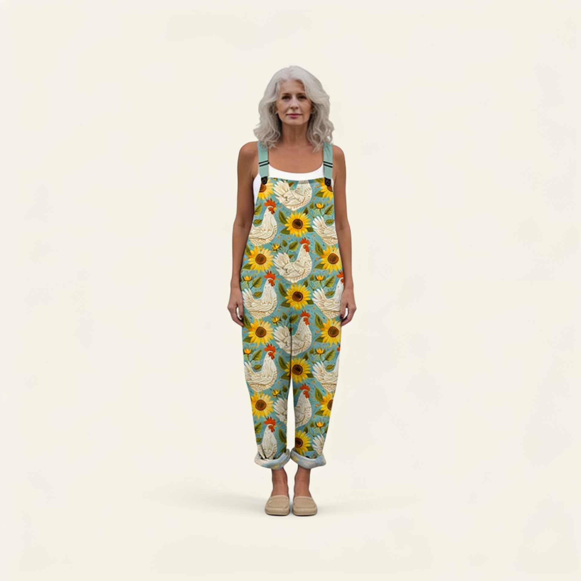 Rebecca | Latzhose mit strahlenden Feldsonnenblumen