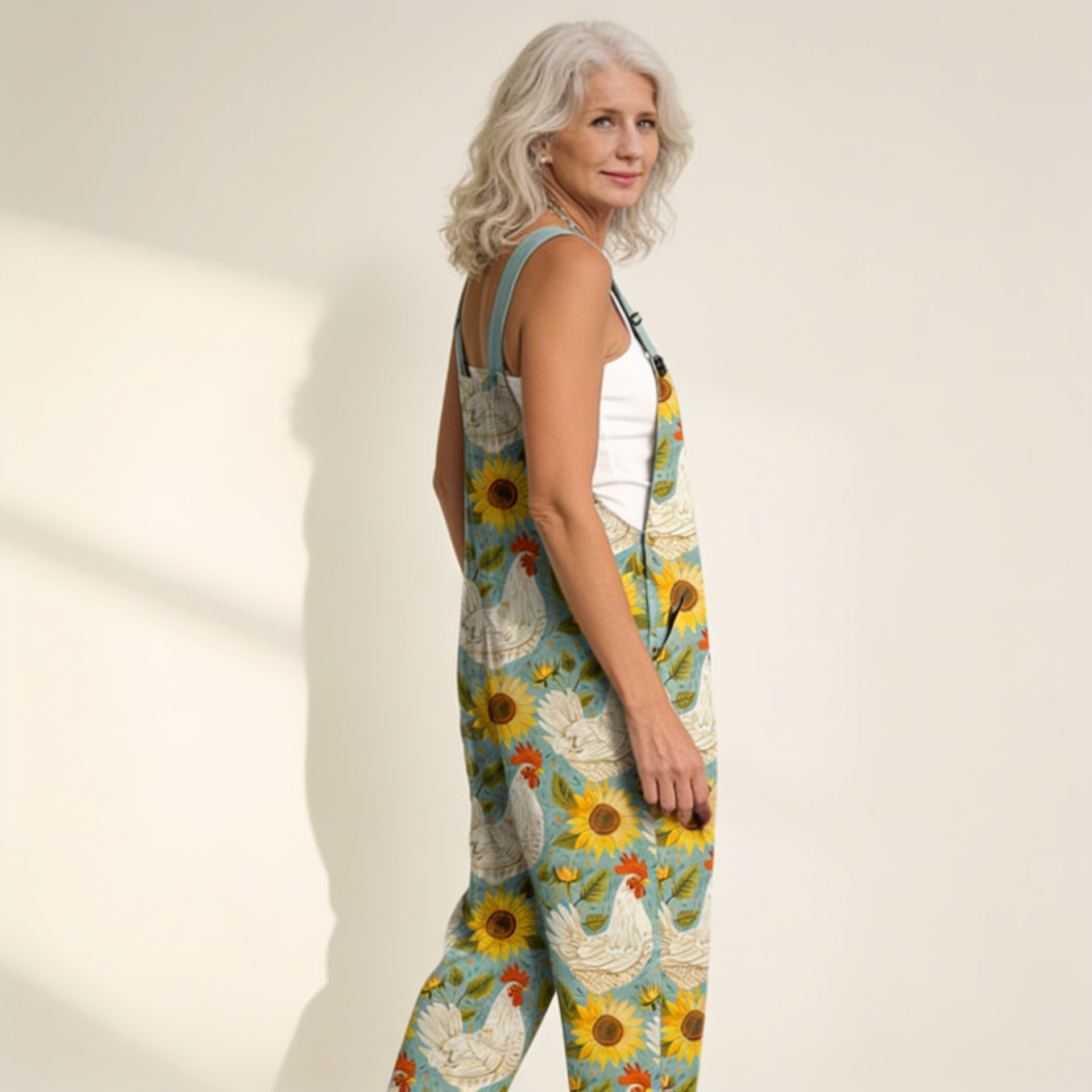 Rebecca | Latzhose mit strahlenden Feldsonnenblumen