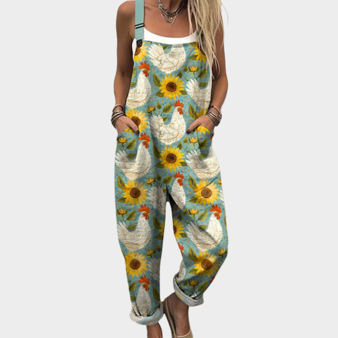 Rebecca | Latzhose mit strahlenden Feldsonnenblumen