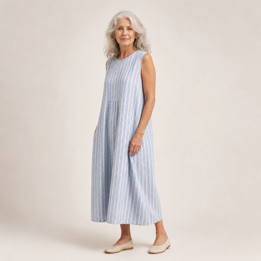 Roze - Bequemes Sommerkleid ohne Ärmel