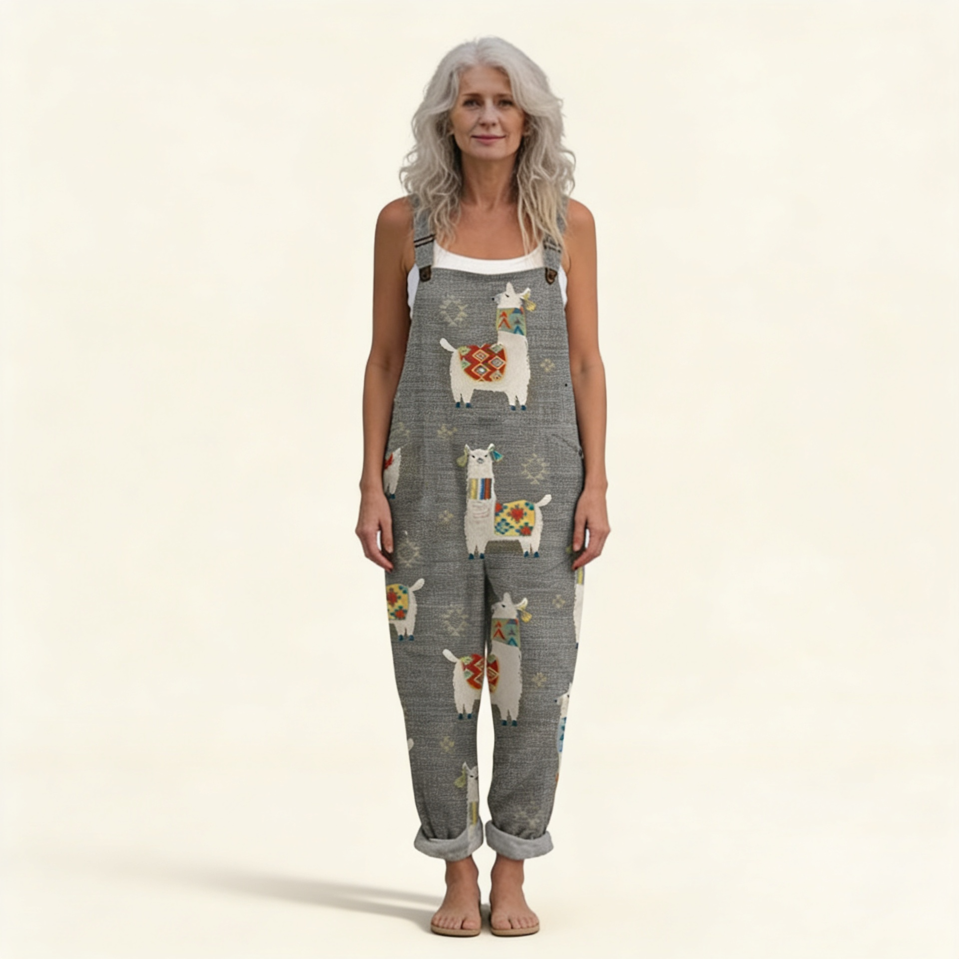Steffi | Latzhose mit grauen böhmischen Lamas