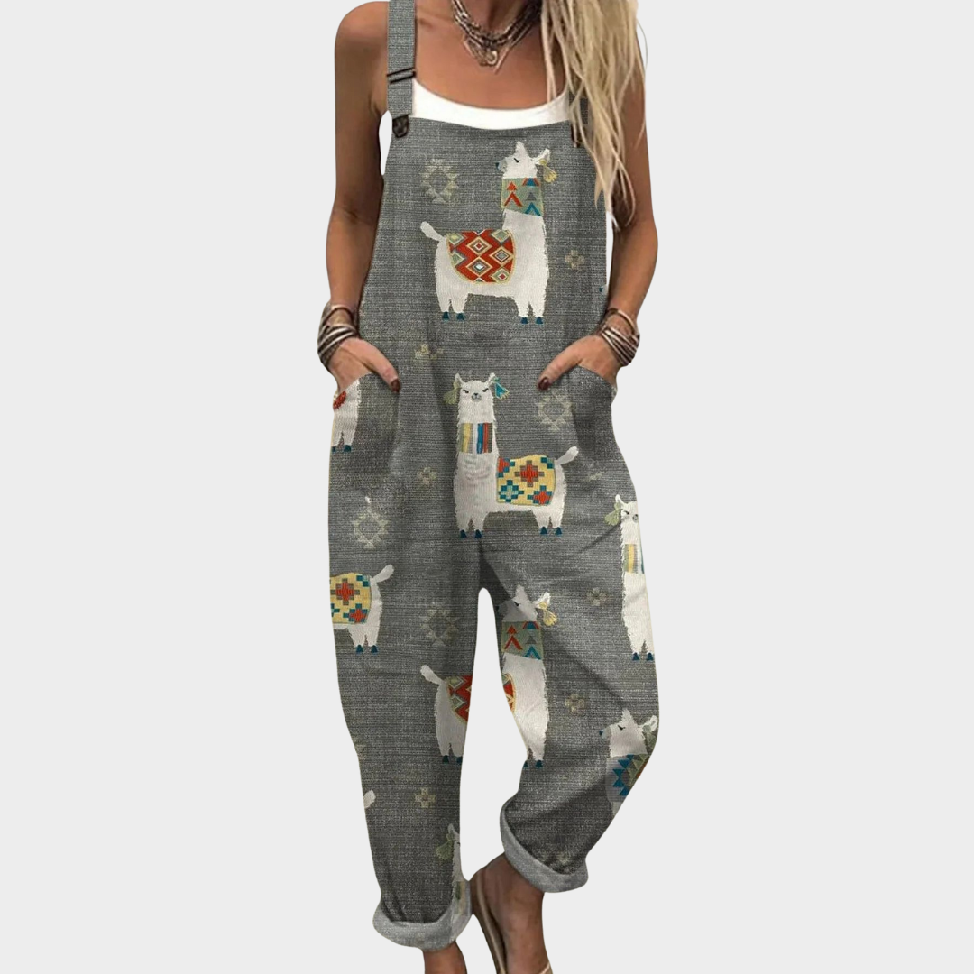 Steffi | Latzhose mit grauen böhmischen Lamas