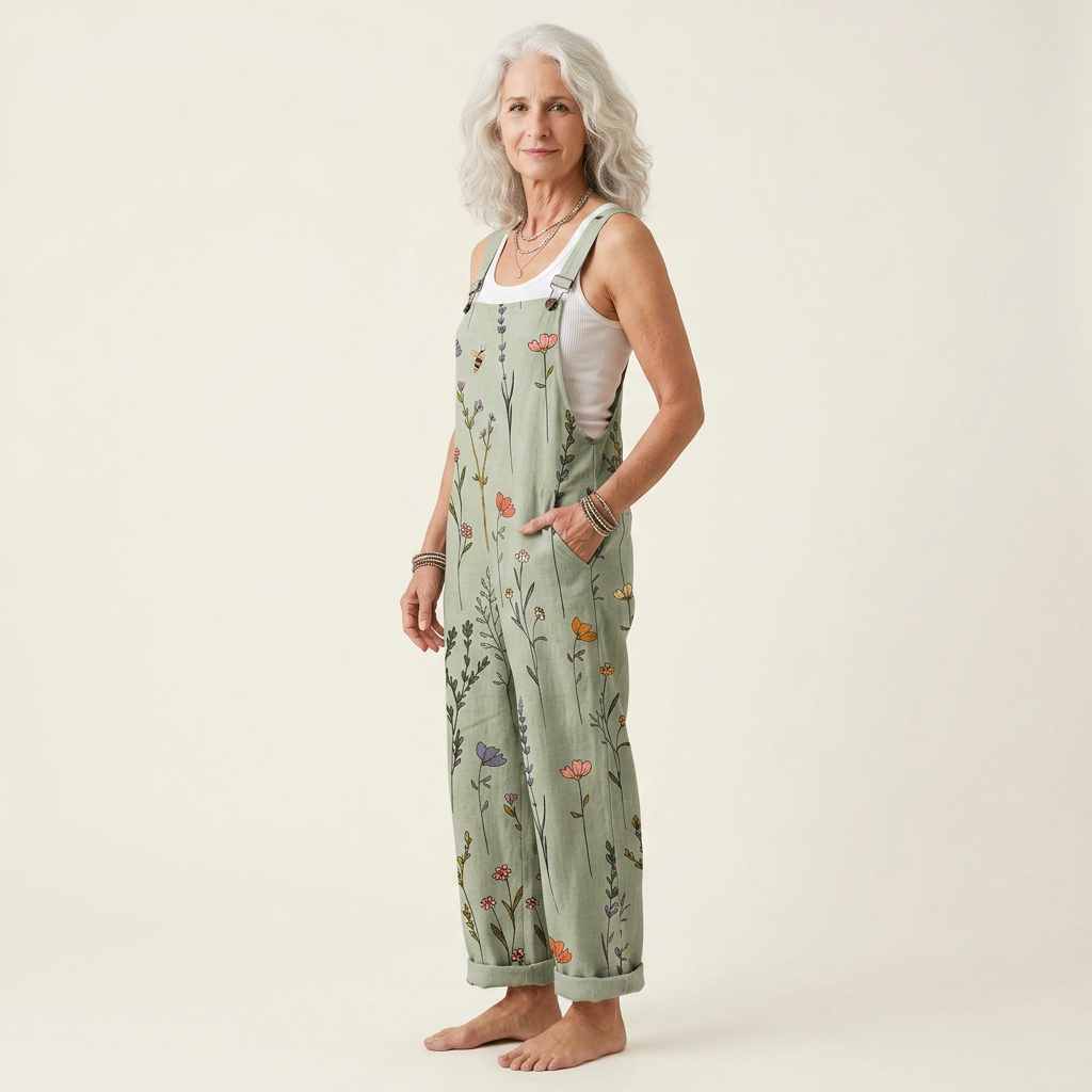 Trude | Latzhose mit zarten Feldblumen