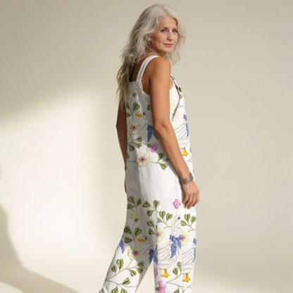 Zara | Latzhose mit zarten Blumen und Schwänen