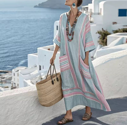 Gemustertes Leinenkleid für den Sommer